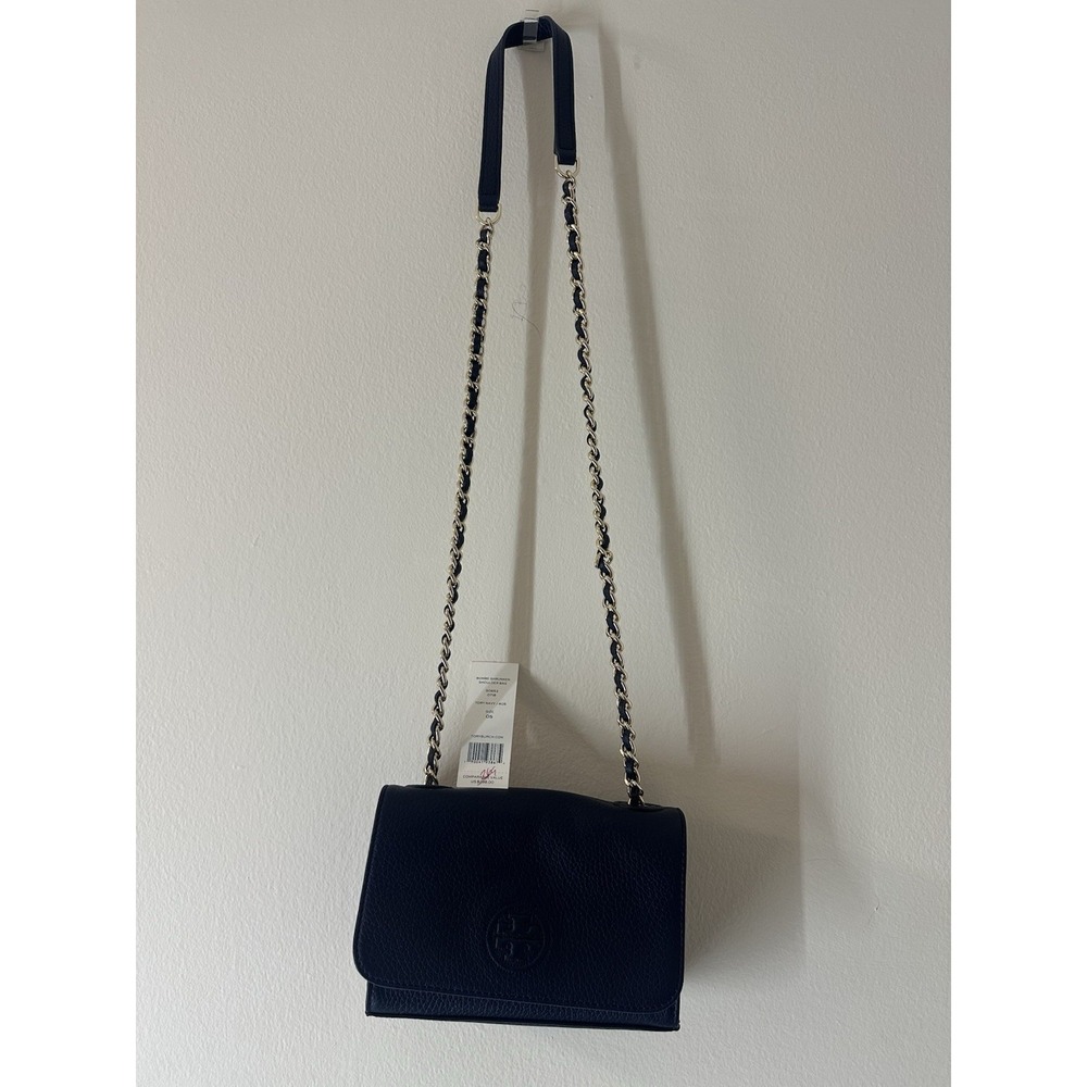 New Tory Burch CHELSEA PEBBLED CROSSBODY BAG color Navy Blue - Picture 10 of 10